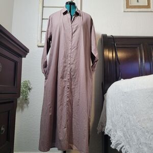 Natural Life 100% Cotton Purple Button Down Longsleeve Maxi Dress Size L-XL